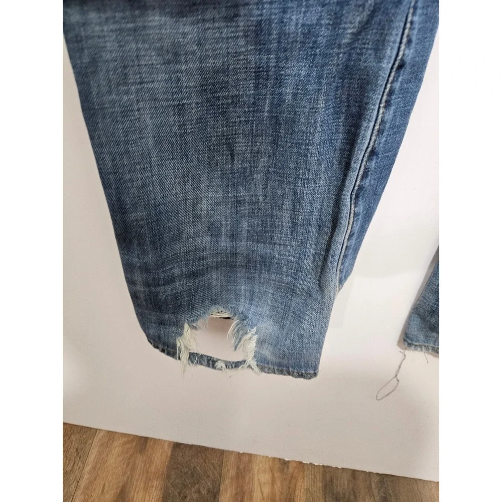 Rock & Republic Mens Straight Leg Jeans Medium Wash Distressed Blue 34x34